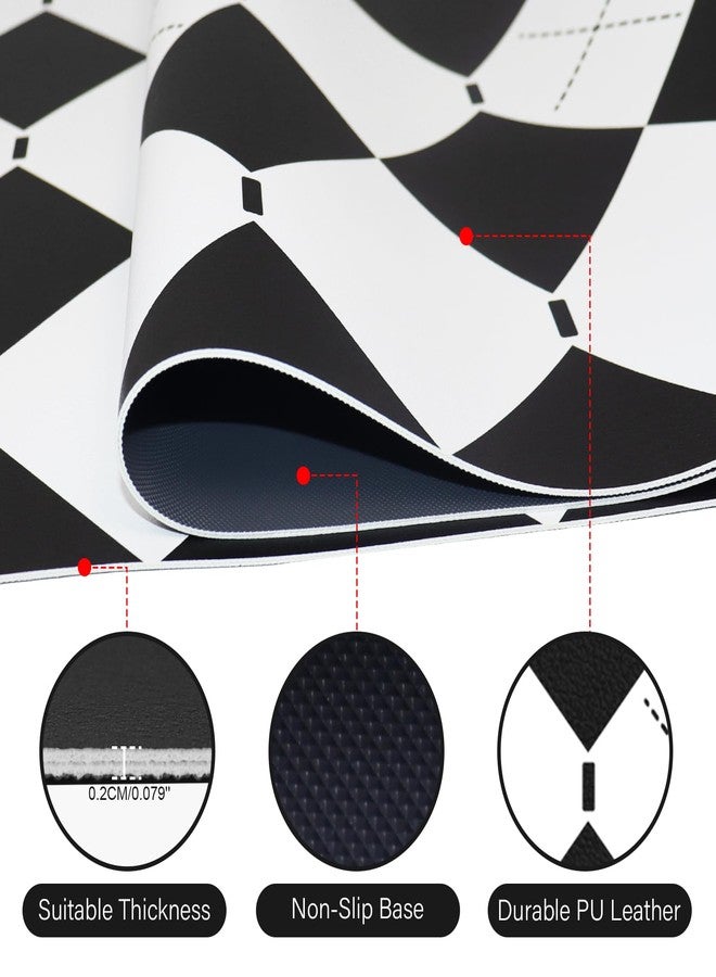 METEOROCK Checkered Desk Pad - PU Leather Desk Pad Protector, Non-Slip Office Desk Mat for Desk, Waterproof Desk Blotter Pad, Easy Clean Laptop Writing Mat for Work/Home/Decor (35.4" x 15.7", White Black) - Image 2