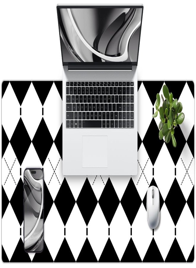 METEOROCK Checkered Desk Pad - PU Leather Desk Pad Protector, Non-Slip Office Desk Mat for Desk, Waterproof Desk Blotter Pad, Easy Clean Laptop Writing Mat for Work/Home/Decor (35.4" x 15.7", White Black) - Image 1