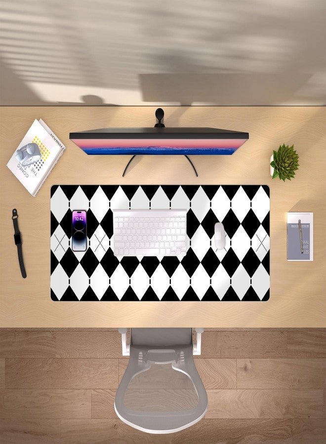 METEOROCK Checkered Desk Pad - PU Leather Desk Pad Protector, Non-Slip Office Desk Mat for Desk, Waterproof Desk Blotter Pad, Easy Clean Laptop Writing Mat for Work/Home/Decor (35.4" x 15.7", White Black) - Image 5