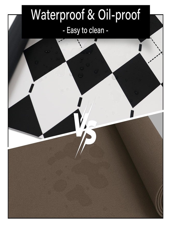 METEOROCK Checkered Desk Pad - PU Leather Desk Pad Protector, Non-Slip Office Desk Mat for Desk, Waterproof Desk Blotter Pad, Easy Clean Laptop Writing Mat for Work/Home/Decor (35.4" x 15.7", White Black) - Image 3