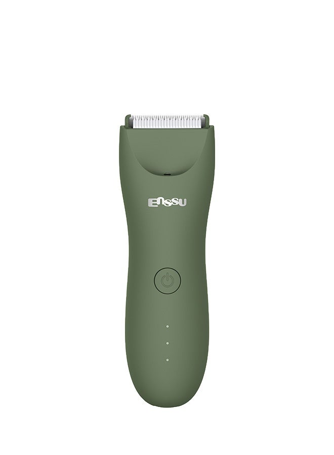 ENSSU 2-in-1 Men's Body Groomer & Foil Shaver Set | IPX7 Waterproof, No-Nick Ceramic Blade | Groin & Body Hair Trimmer (Green) - Image 4
