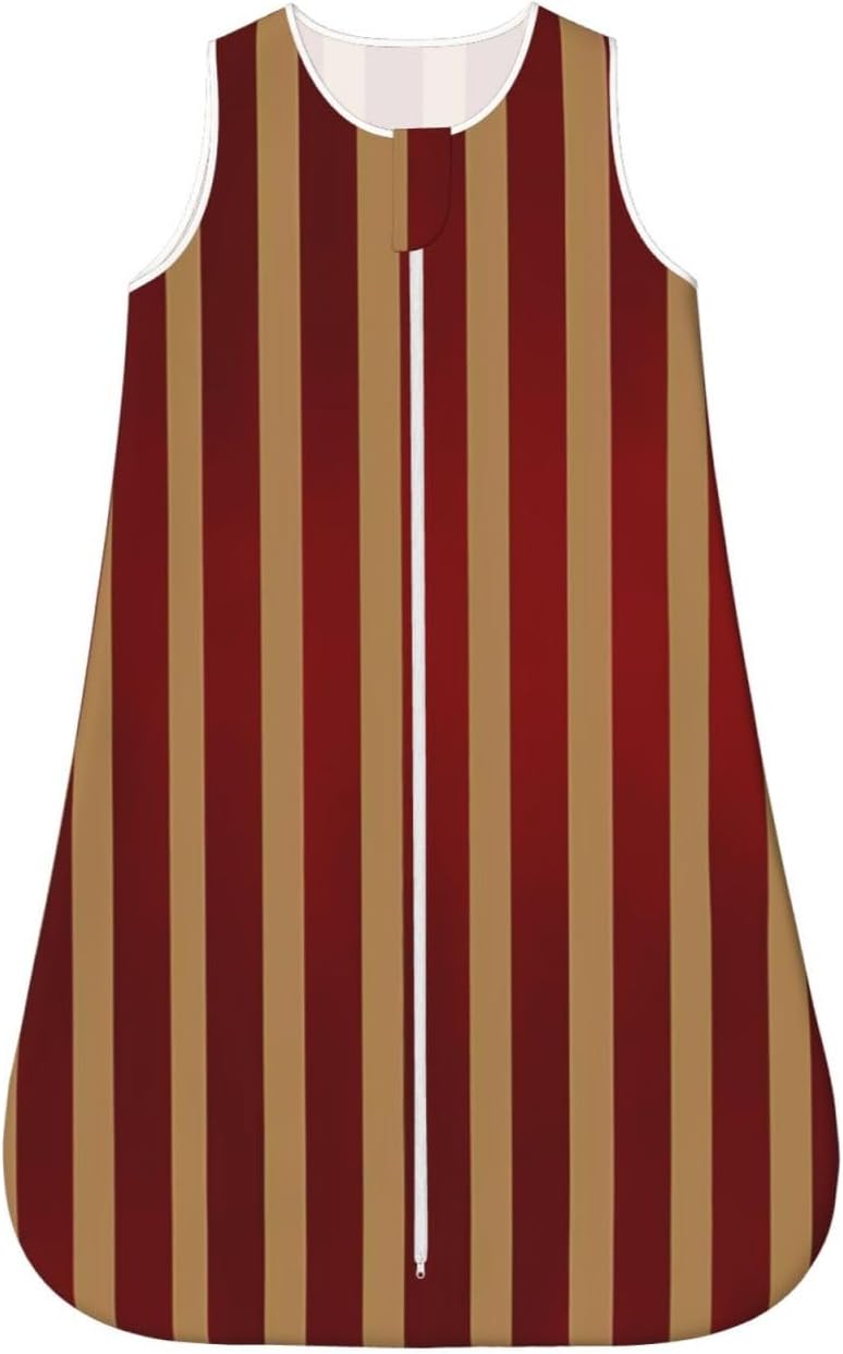 Red & Gold Vertical Stripes Striped Pattern Baby Wearable Blanket Infant Boys Girls Sleeping Bags for Newborn Small - Image 1