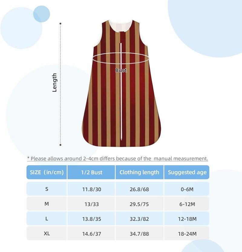 Red & Gold Vertical Stripes Striped Pattern Baby Wearable Blanket Infant Boys Girls Sleeping Bags for Newborn Small - Image 5