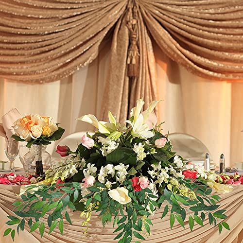 WEISPARK Artificial Italian Ruscus Greenery Stems 27in Faux Green Leaf Garland Branches Hanging Greenery Spray for Wedding Bouquet,Arch,Table Centerpieces and Home Decor - Image 4