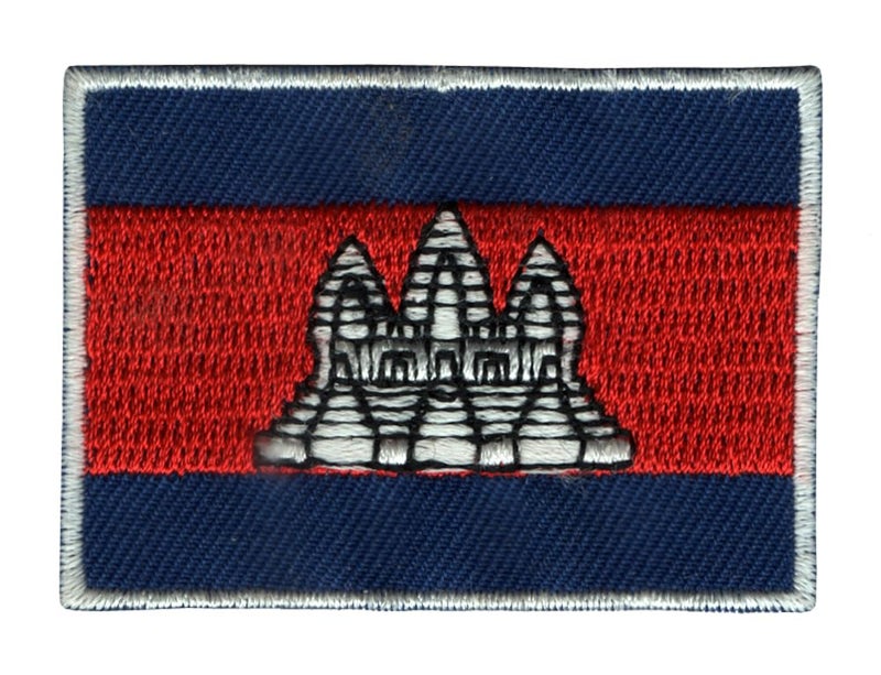 Generic Cambodia Flag Applique Embroidered Sew-on Patch ; Size Small: 5.7cm x 4cm for Jackets, Bags, Caps, T-Shirts, Jeans, Pants, Outdoor Clothing ; Imported from Malaysia (1 Piece). (Code: SBX-198a) - Image 1