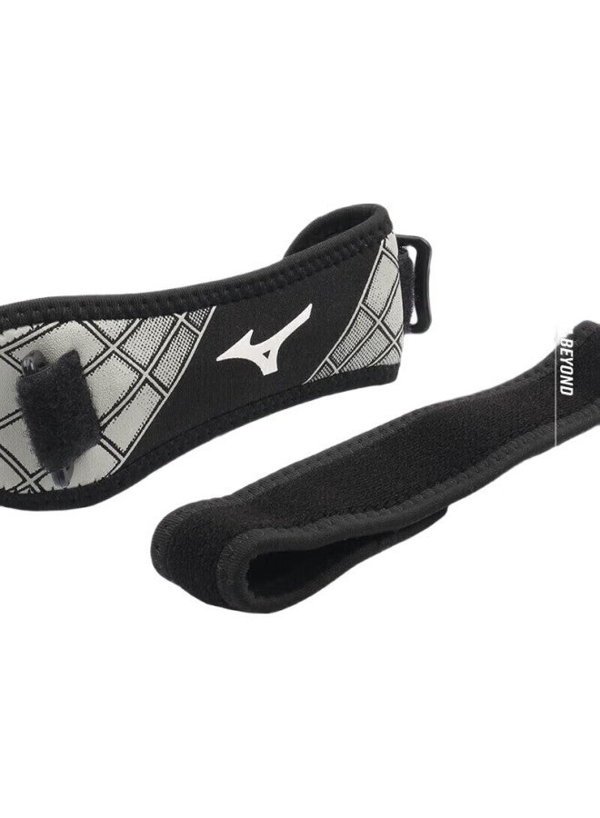 Mizuno دعامة ركبة حزام الرضفة، قابلة للتنفس، للياقة البدنية، الجري، دعم الرياضة، ضمادة ضغط، معدات واقية، 1507 أسود ورمادي، قطعة واحدة - Image 1