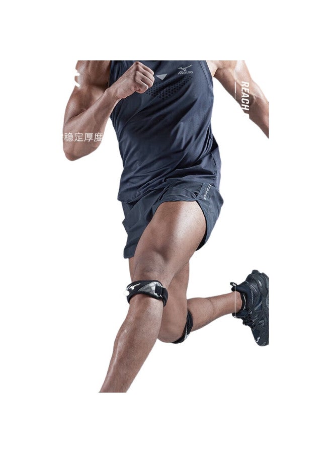 Mizuno دعامة ركبة حزام الرضفة، قابلة للتنفس، للياقة البدنية، الجري، دعم الرياضة، ضمادة ضغط، معدات واقية، 1507 أسود ورمادي، قطعة واحدة - Image 3