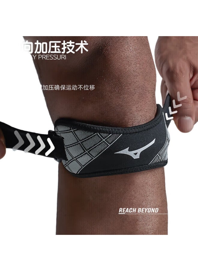 Mizuno دعامة ركبة حزام الرضفة، قابلة للتنفس، للياقة البدنية، الجري، دعم الرياضة، ضمادة ضغط، معدات واقية، 1507 أسود ورمادي، قطعة واحدة - Image 2