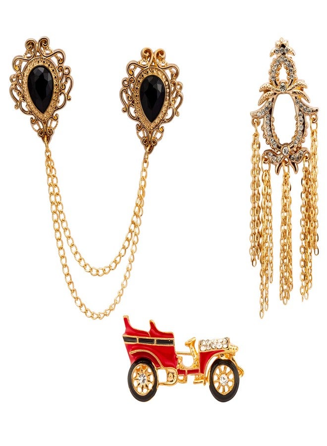 Knighthood Unisex Metal Brooch/Lapel Pin (Multicolour) - Pack of 3