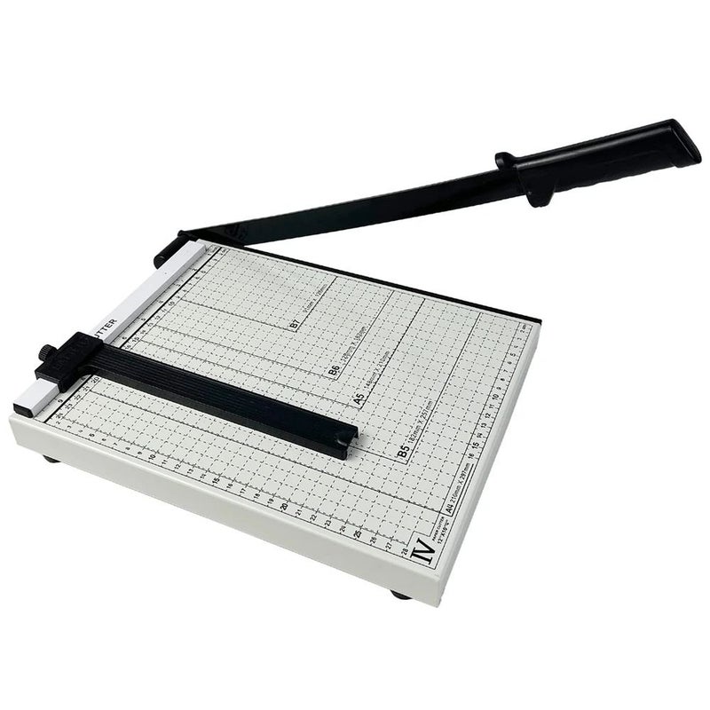 A4 Paper Cutter With Guide Bar and Safety Blade Lock- White