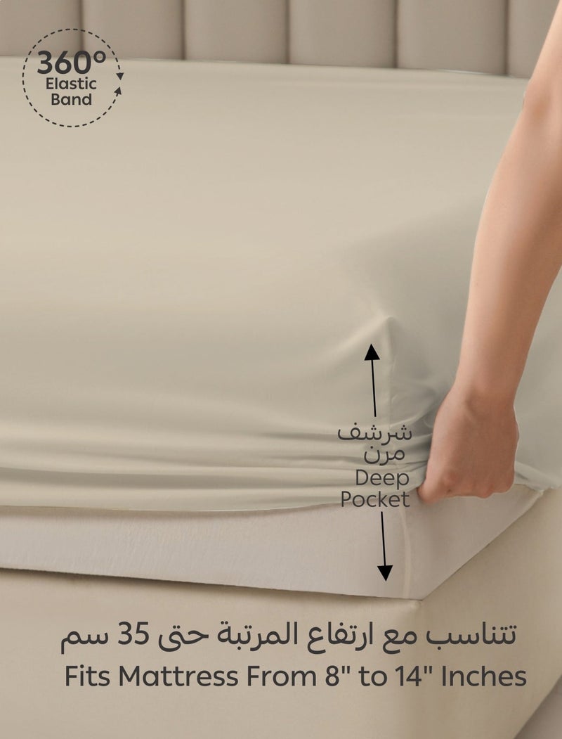 Donetella Bedding Fitted Sheet - Fits 180x200 Cm For King Bed - 3 Pcs (1 Fitted Sheet and 2 Pillowcases) - 35 Cm Deep Pocket - Solid Bed Sheet - Image 4