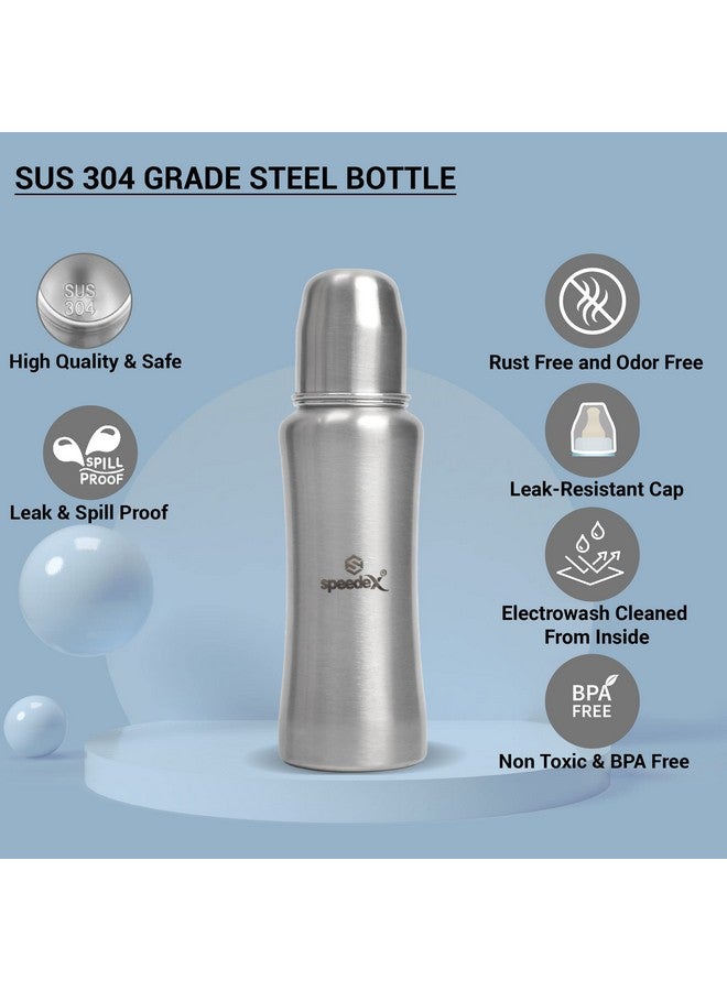 Speedex Stainless Steel Infant Baby Feeding Bottle, Bpa Free, Anti-Colic, Plastic-Free, Medium-Flow Nipple (240 Ml) - Image 5