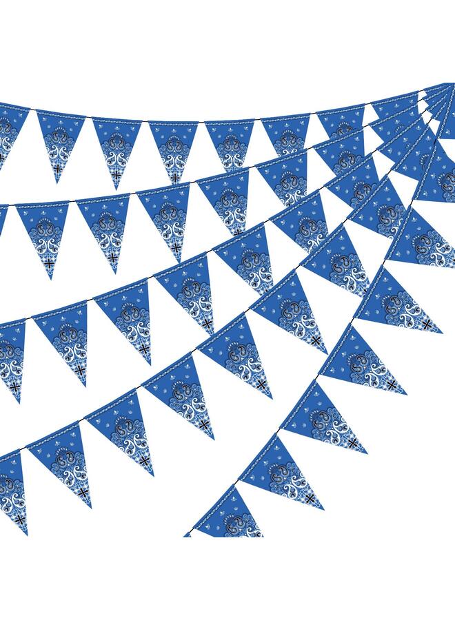 مجموعة من 5 قطع من ديكورات حفلات رعاة البقر الغربيين، وشاح باندانا، لافتة، ديكورات الغرب المتوحش، مستلزمات تزيين حفلات يي هاو الريفية بطابع رعاة البقر الغربي، مقاس 9.8 × 5 أقدام (نقشة بيزلي زرقاء) - Image 1