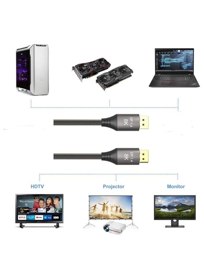erorex 10M 33FT 8K 1.4 DisplayPort Cable 8K@60Hz 4K@144Hz High Speed HDCP 3D with 32.4Gbps Slim and Flexible DP to DP Cable - Image 3