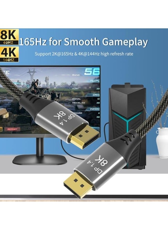 erorex 10M 33FT 8K 1.4 DisplayPort Cable 8K@60Hz 4K@144Hz High Speed HDCP 3D with 32.4Gbps Slim and Flexible DP to DP Cable - Image 4