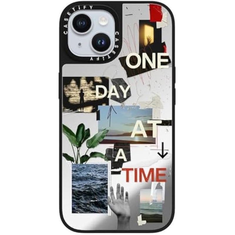 Casetify Mirror iPhone 15 Case 【Reflective / 4.9ft Drop Protection/Compatible with Magsafe】 - One Day at A Time by Malavika Natesh - Silver on Black - Image 4