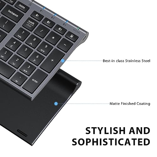 iClever BK10 Multi-Device Bluetooth Keyboard for Mac, Windows, Chrome OS, Android, iPad, iPhone, Rechargeable Wireless Keyboard Easy-Switch up to 3 Devices Grey Black - Image 5