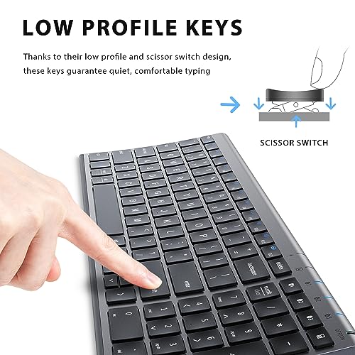 iClever BK10 Multi-Device Bluetooth Keyboard for Mac, Windows, Chrome OS, Android, iPad, iPhone, Rechargeable Wireless Keyboard Easy-Switch up to 3 Devices Grey Black - Image 4