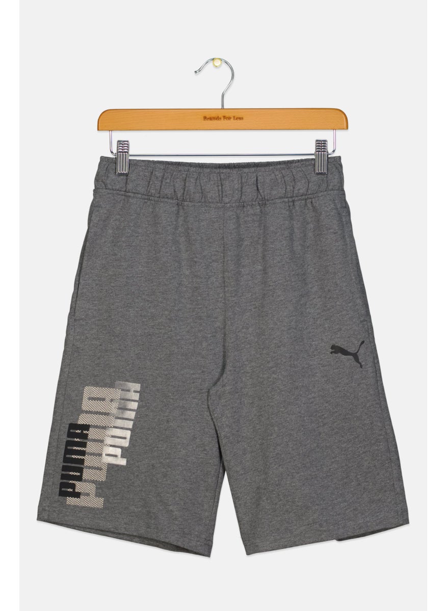 PUMA Kids Boy Sportswear Fit Brand Logo Training Short, Grey  - Image 1