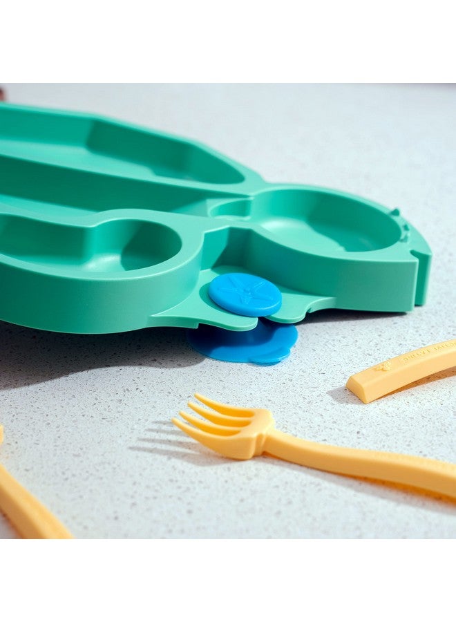 Constructive Eating Plate Made In Usa ; Constructive Baby ; Kids Dinnerware Set Green Turtle Plate ; Divided Suction Plates For Toddlers Made With Materials Tested For Safety - Image 4