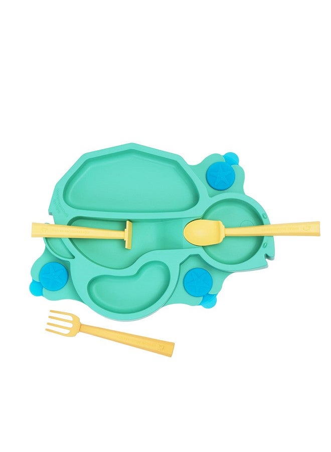 Constructive Eating Plate Made In Usa ; Constructive Baby ; Kids Dinnerware Set Green Turtle Plate ; Divided Suction Plates For Toddlers Made With Materials Tested For Safety - Image 3