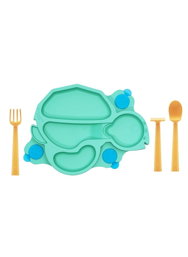 Constructive Eating Plate Made In Usa ; Constructive Baby ; Kids Dinnerware Set Green Turtle Plate ; Divided Suction Plates For Toddlers Made With Materials Tested For Safety - Image 5