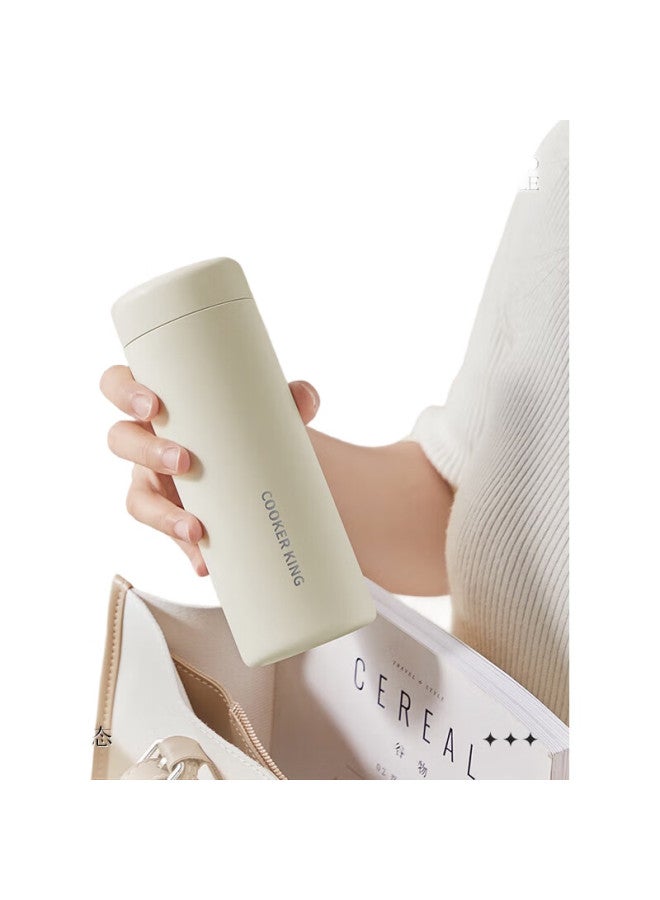 COOKER KING Chuidahuang Insulated Cup, 316L Stainless Steel Water Bottle, Simple And Lightweight Portable Tea Cup For Men And Women, Minimalist Black 360Ml - Image 1