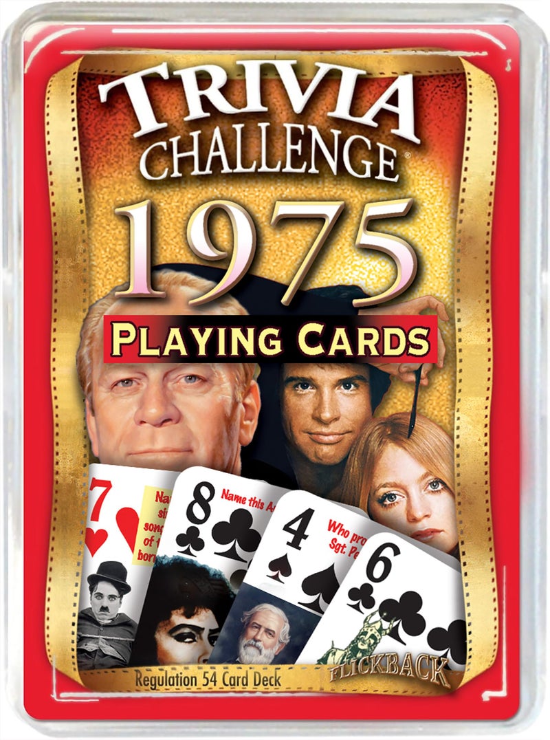 Flickback 50th Birthday Trivia Cards – 1975 Flickback Deck – Gift for Men or Women Born in 1975 – Fun 50th Birthday Game, Vintage 1975 Playing Cards with Trivia Questions – Gift for Mom Dad Husband Wife - Image 1