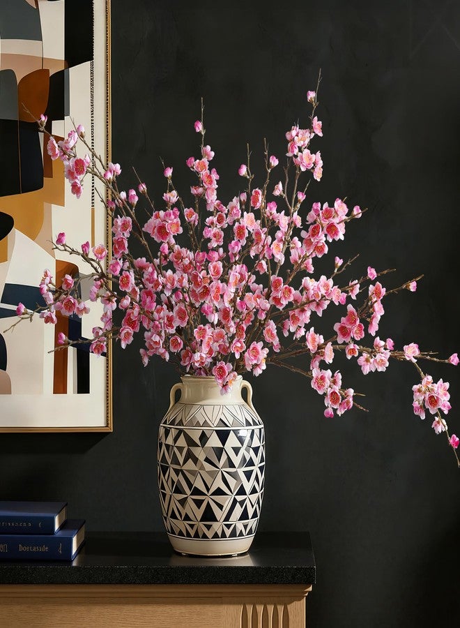 florisso 6 PCS Artificial Cherry Blossom Branches Spring Indoor Decoration, Faux Flowers 34.45" Long Stems Plum Fake Peach Plants Real Touch Silk for Wedding Home Bedroom Party Table Office, Pink - Image 2