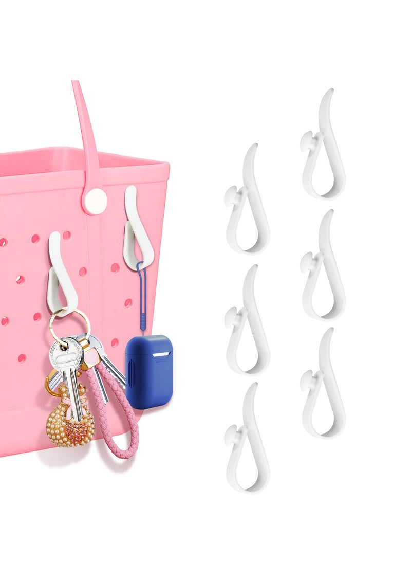 Excefore Hooks Accessories for Bogg Bags, 6 PCS Insert Charm Key Holder Clip Cup Holder Attachment Organize Girls Hair Ties for Beach Tote Bags Rubber Beach Tote Bag, Waterproof Zipper Bag Accessories - Image 1