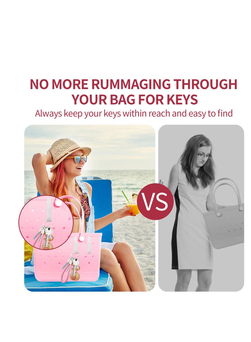 Excefore Hooks Accessories for Bogg Bags, 6 PCS Insert Charm Key Holder Clip Cup Holder Attachment Organize Girls Hair Ties for Beach Tote Bags Rubber Beach Tote Bag, Waterproof Zipper Bag Accessories - Image 5