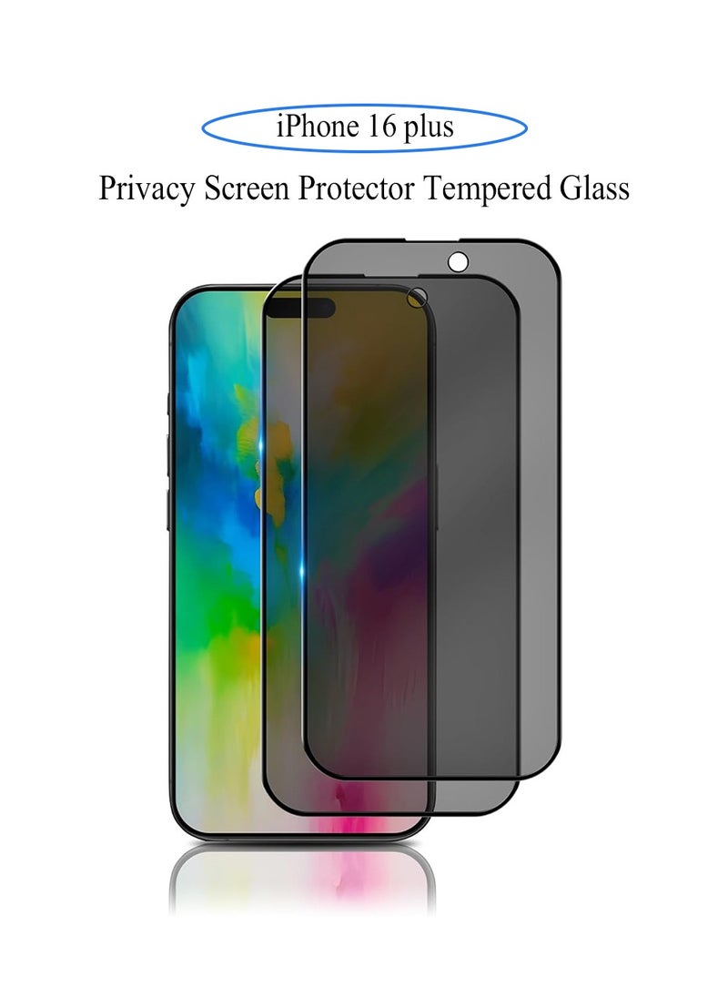 Generic 2 Pcs iPhone 16 Plus Privacy Screen Protector,Easy Installation [Anti-Scratch] [9H Hardness] Tempered Glass for iPhone 16 Plus 6.7-Inch  - Image 1