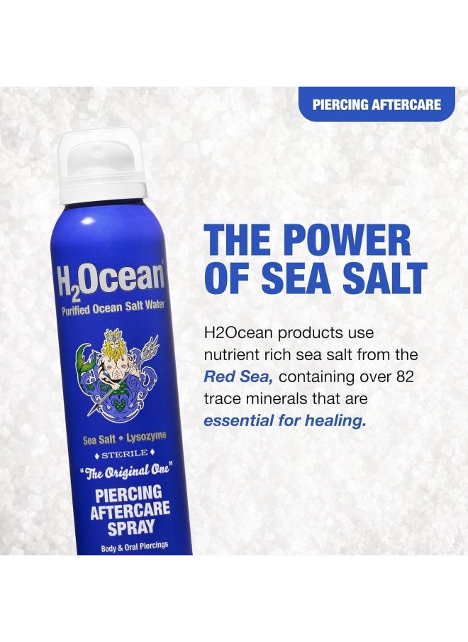 H2Ocean - H2Ocean Piercing Aftercare Spray, 4Oz Set Of 2 Sea Salt Keloid And Bump Treatment, Wound Care Spray Wound Wash For Ear, Nose, Naval, Oral Body Piercings - Image 1