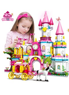 Y&D Girls Castle STEM Building Toys - 998 PCS Sets for Age 6 7 8 9 10 11 12 Years Old | 5-in-1 Pink Princess & Carriage Creative Blocks Kits Gift Kids  - Image 1