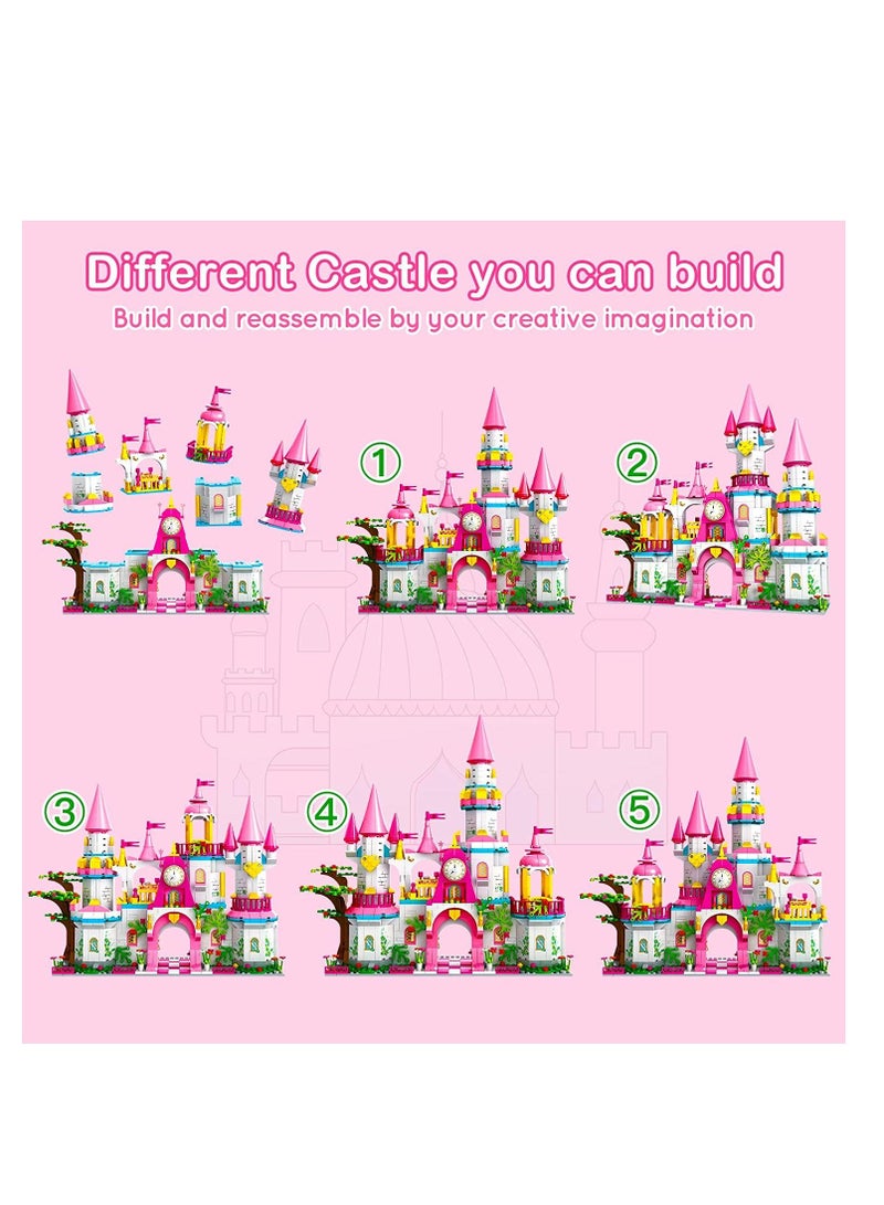 Y&D Girls Castle STEM Building Toys - 998 PCS Sets for Age 6 7 8 9 10 11 12 Years Old | 5-in-1 Pink Princess & Carriage Creative Blocks Kits Gift Kids - Image 5