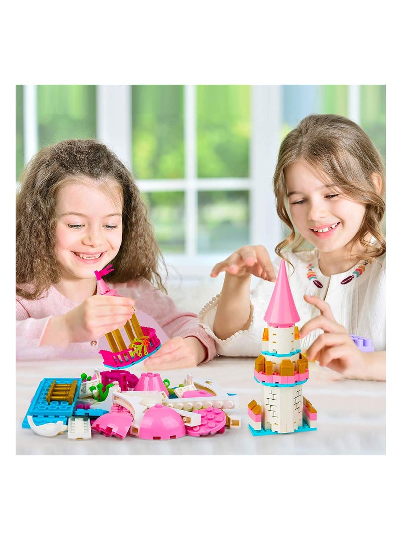 Y&D Girls Castle STEM Building Toys - 998 PCS Sets for Age 6 7 8 9 10 11 12 Years Old | 5-in-1 Pink Princess & Carriage Creative Blocks Kits Gift Kids - Image 3