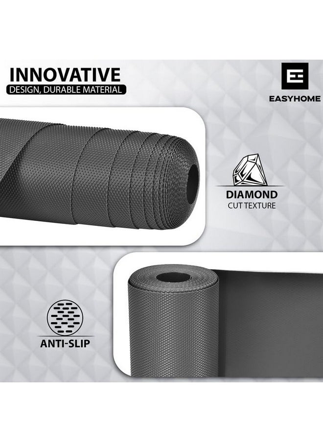 Easy Home EASYHOME Multipurpose 60cm x 5m Waterproof EVA Diamond Anti Slip Mat for Kitchen, Bathroom Cabinet Kitchen Drawer Shelf Mats Liner Sheets, Non-Slip Fridge Mat, Table Mat (60cm x 5Mtr Roll, Grey)  - Image 2