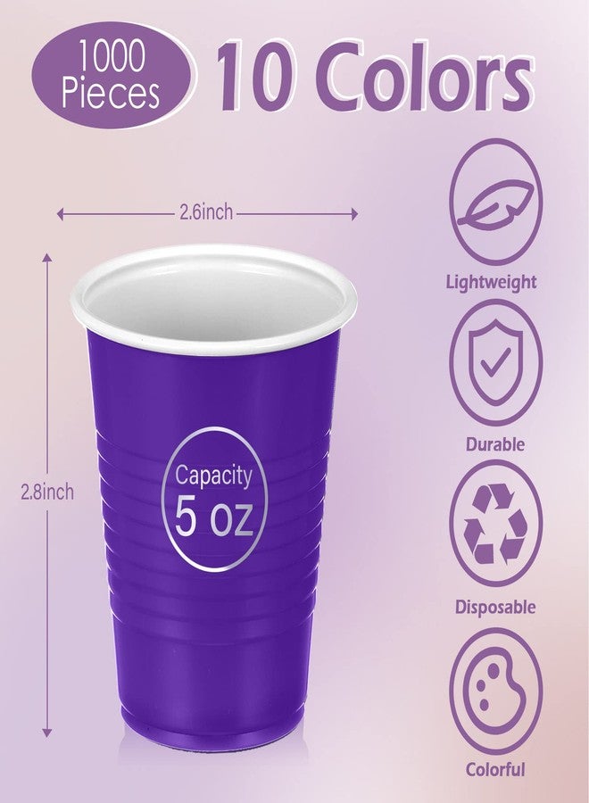 Eaasty 1000 Pcs Disposable Party Plastic Cups 10 Colors 5 Oz/150 ml Plastic Drinking Cups Assorted Colors Disposable Drinking Tumblers for Tasting, Birthday Parties, Picnic, BBQ, Wedding - Image 2