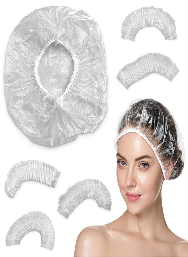 KETAR 100 Pcs Disposable Shower Caps for Women - Clear Shower Cap Reusable Waterproof Plastic Shower Cap Disposable Hair Cap for Shower - Plastic Hair Caps for Deep Conditioning Clear Shower Caps Disposable - Image 1