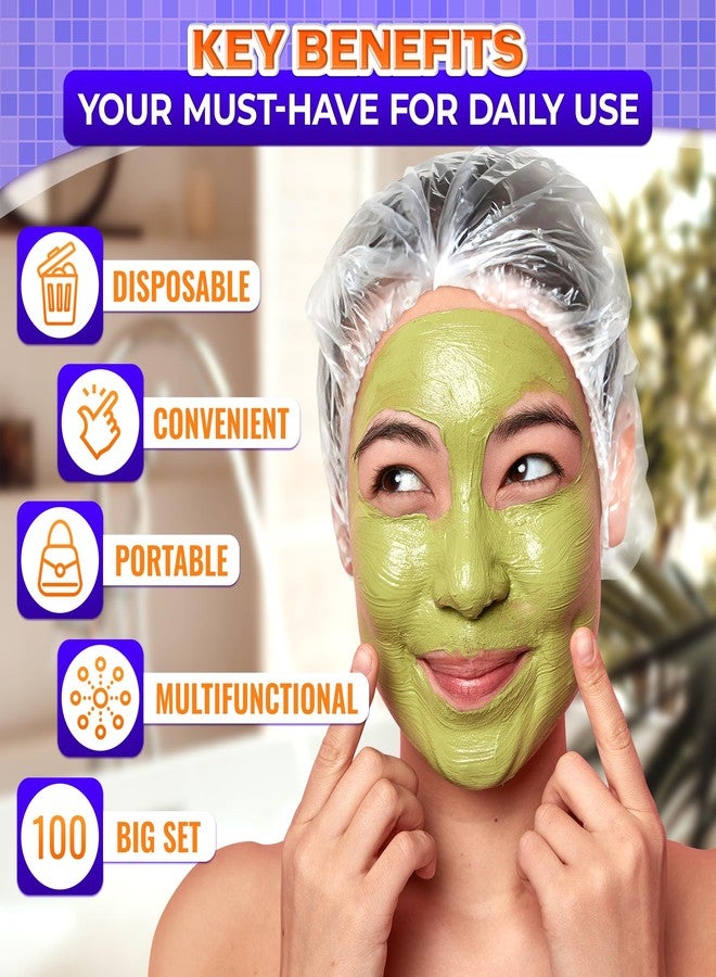 KETAR 100 Pcs Disposable Shower Caps for Women - Clear Shower Cap Reusable Waterproof Plastic Shower Cap Disposable Hair Cap for Shower - Plastic Hair Caps for Deep Conditioning Clear Shower Caps Disposable - Image 4