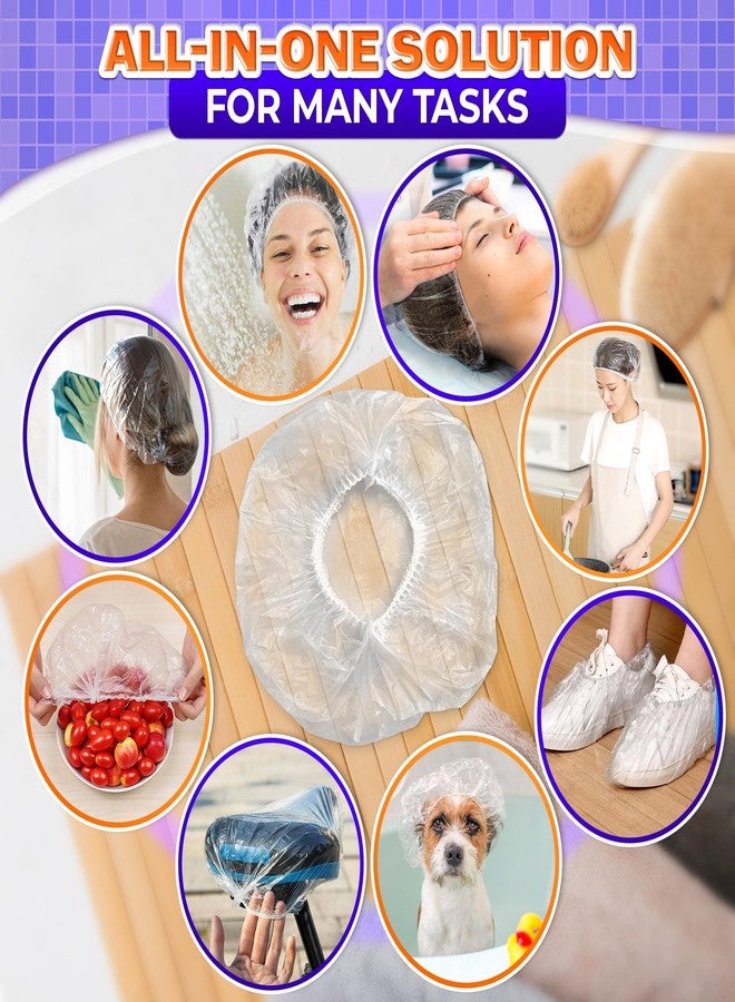KETAR 100 Pcs Disposable Shower Caps for Women - Clear Shower Cap Reusable Waterproof Plastic Shower Cap Disposable Hair Cap for Shower - Plastic Hair Caps for Deep Conditioning Clear Shower Caps Disposable - Image 5