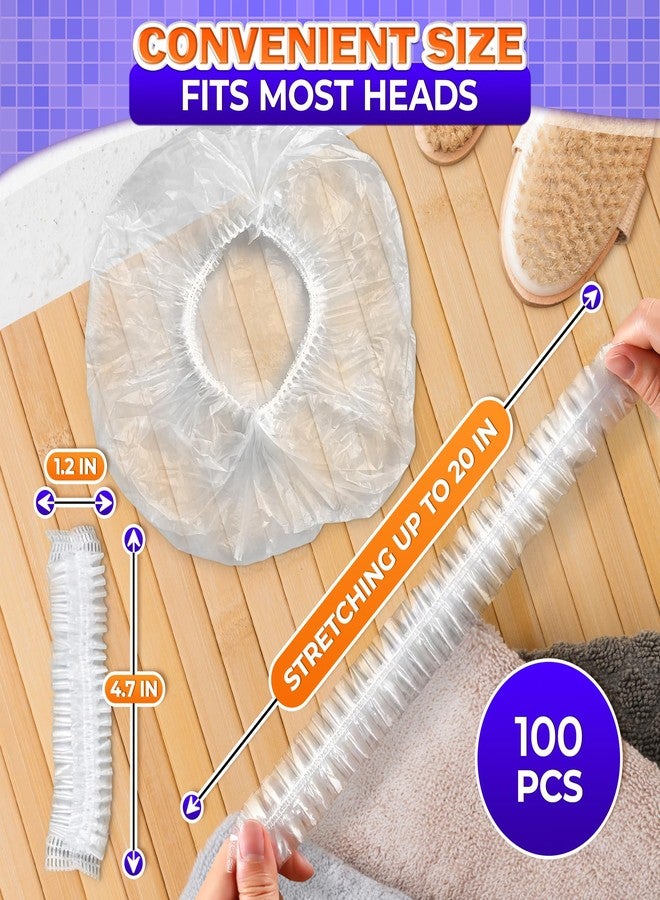 KETAR 100 Pcs Disposable Shower Caps for Women - Clear Shower Cap Reusable Waterproof Plastic Shower Cap Disposable Hair Cap for Shower - Plastic Hair Caps for Deep Conditioning Clear Shower Caps Disposable - Image 2