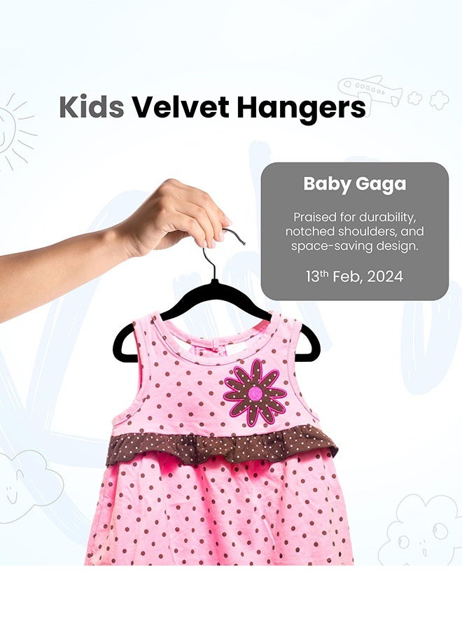 عربست مجموعة من 50 شماعة مخملية للأطفال - شماعات متينة لخزانة الملابس مقاس 11 بوصة - شماعات مثالية للاستخدام اليومي - Image 4