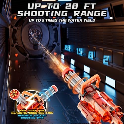 Funwee Gatling Electric Water Gun for Adults Kids Age 812 Powerful Automatic Squirt Gun High Powered Shooting Watergun 2528 FT Long Range Auto Water Blaster Outdoor Pool Toy GameOrange - Image 5