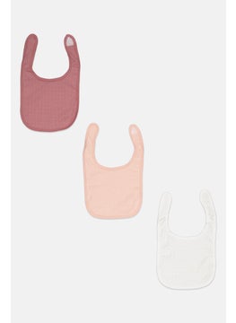 Dream Gro Toddlers Girl 3Pcs Pointelle Knit Bibs, Peach  - Image 1