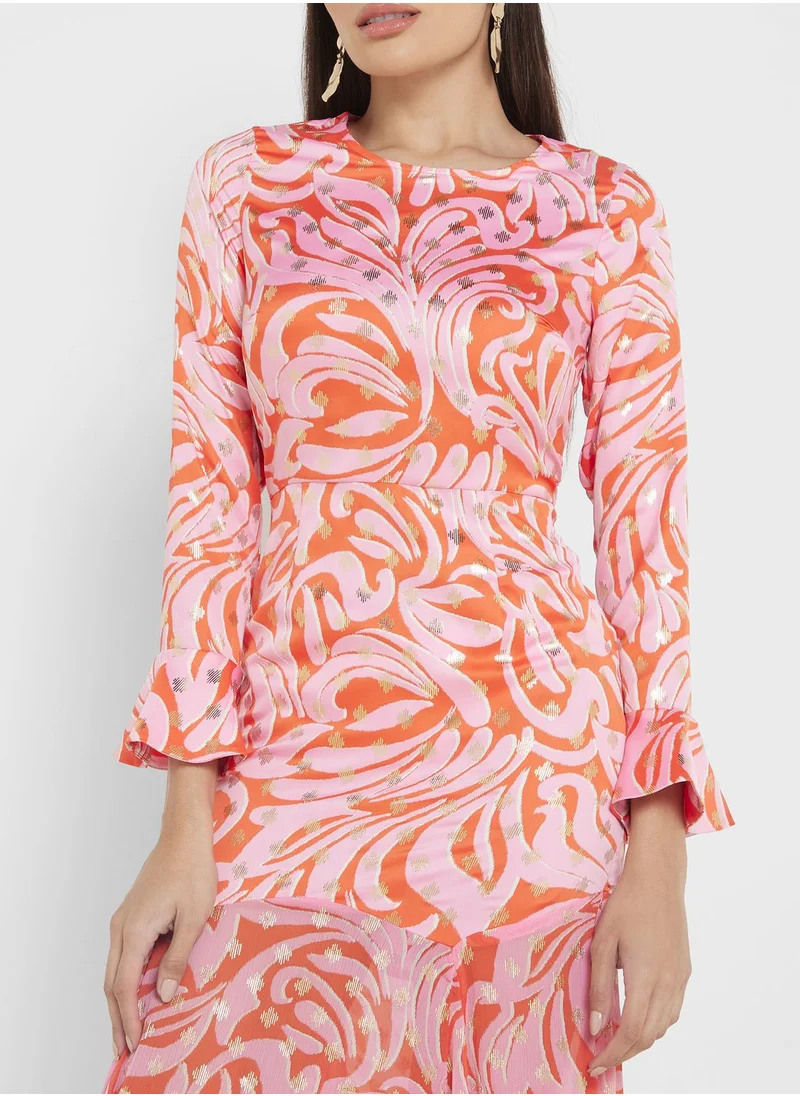 Never fully Dressed Crew Neck Printed Dress