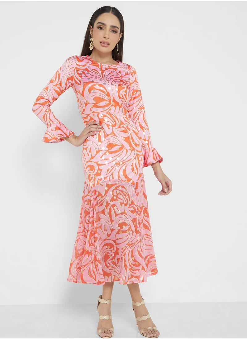 Never fully Dressed Crew Neck Printed Dress