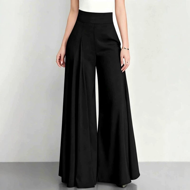 2026 Summer Women's High-Rise Pleated Solid Color Flared Dress Pants - Image 2