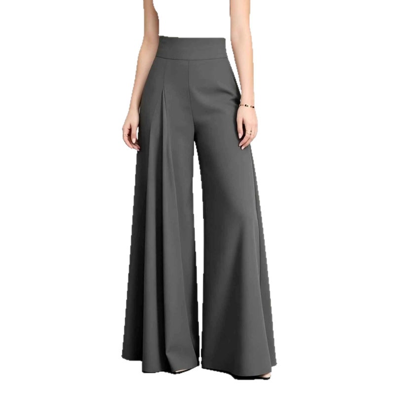 2026 Summer Women's High-Rise Pleated Solid Color Flared Dress Pants - Image 4