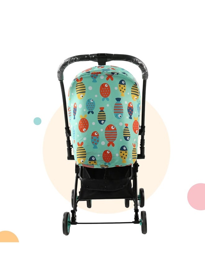 Luvlap Sunny Stroller/Pram with Reversible Handlebar, 5 Point Harness, 3 Level Recline Adjustment, Compact and Easy Fold, for Newborn Baby/Kids, 0-3 Years (Printed) - Image 4